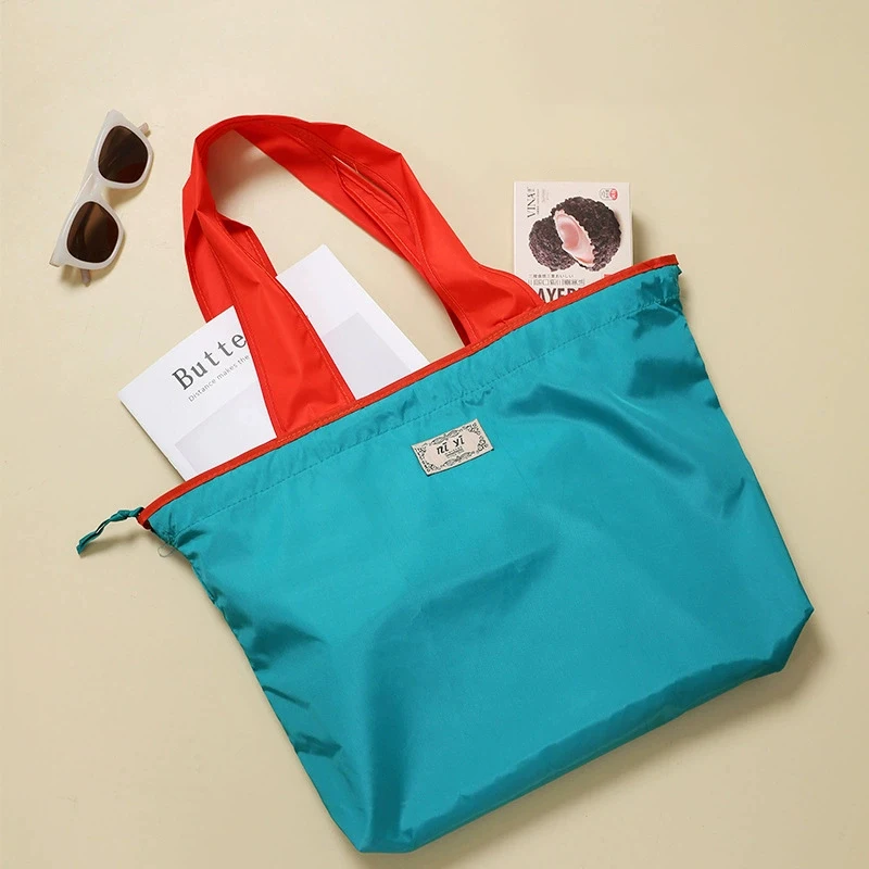 Eco-Friendly Foldable Shopping Tote with Drawstring Closure