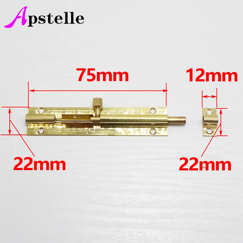 Brass Doors Slide Latch Lock Bolt Latch Barrel Home Gate Safety Hardware Screws 4 Size 1.5/2/3/4 Inch Gold