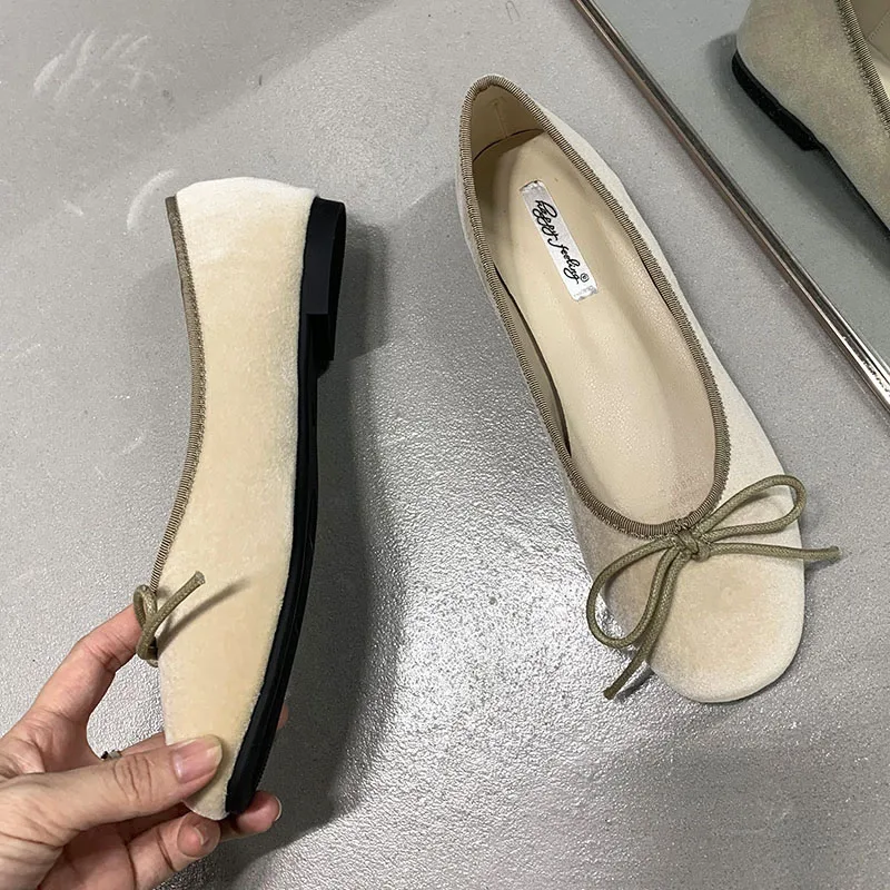 Fashion Silk Women Ballet Flats Shoes Footwear Designer Shallow Female Round Toe Butterfly-Knot Ladies Flats Slides Shoes 3