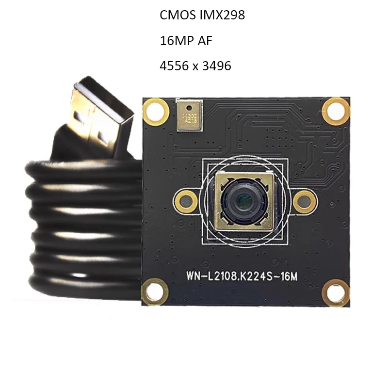 

16MP HD AF /FF 78.4° IMX298 Sensor USB2.0 Camera Module With Digital Mic, MJPEG, YUY
