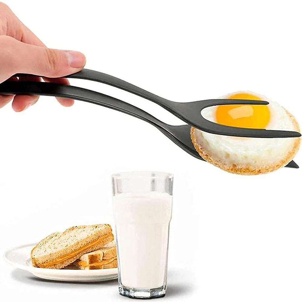 2 In 1 Grip Flip Tong Franse Toast Pannenkoek Ei Klem Siliconen Steak Tang Spatel Antistick Omelet Maken Clip Keuken Gadgets