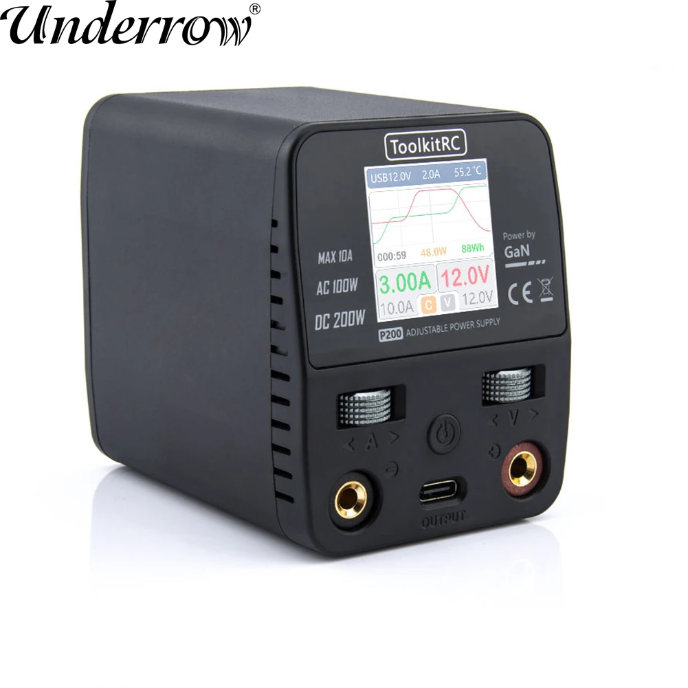 

ToolkitRC P200 Mini 30V AC100W DC200W 10A GaN Adjustable Mini Desktop Power Supply With AC or DC Two Input Modes