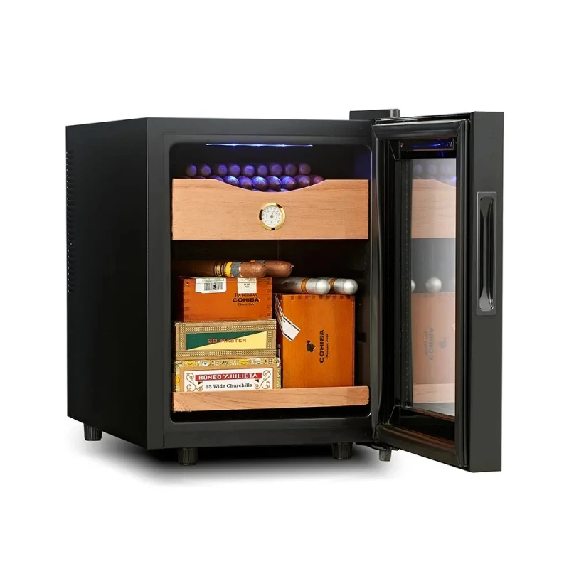 Vanace High Quality 23L Cigar Cabinet Humidor Adjustable Thermostat Mini Cigar Fridge With Spain Cedar Wood Drawer
