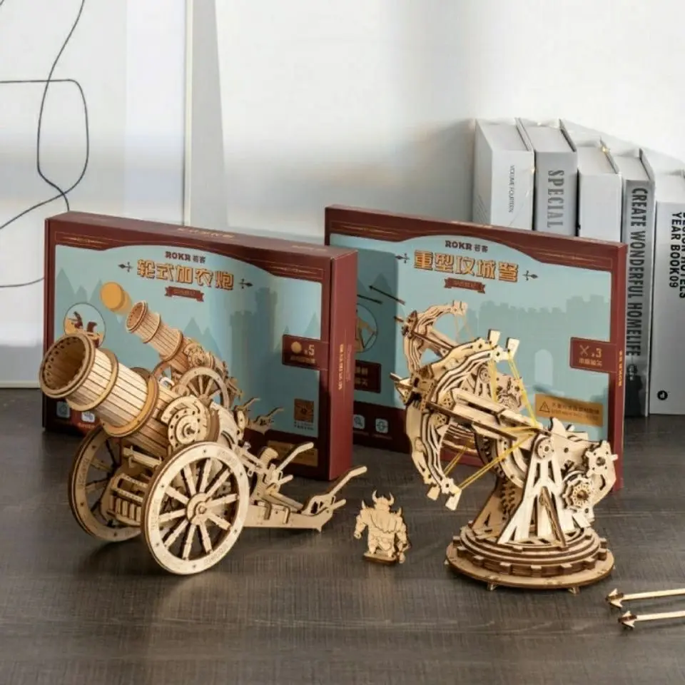 

Wheeled Cannon Heavy-Duty Siege Crossbow DIY Handmade 3D Wooden Assembled Model Gift Toy