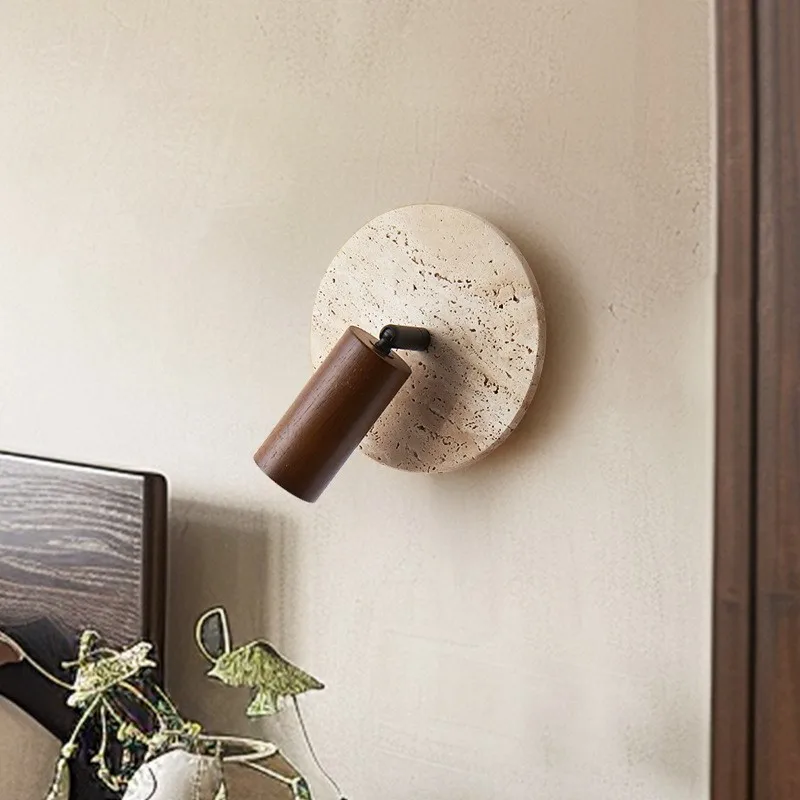 Stone Design Rotatable Indoor Wall Lamp E27 Holder LED Light for Hotel Bedroom Reading Round Stone Base Home Decor Room Lighting