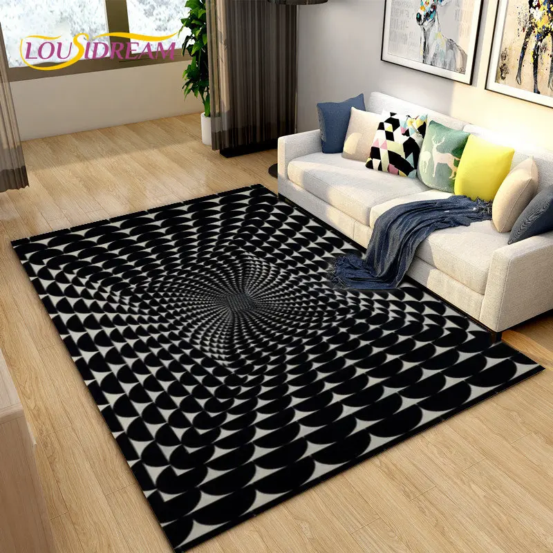 Alfombra de ilusión óptica para sala de estar, alfombra gruesa y suave y  fresca para dormitorio, alfombra 3D, antideslizante, alfombra de vértigo  para