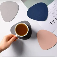 Leather Droplet Shape Mat Coaster Solid Color Heat Resistant Coffee Placemat Minimalist Non-slip Table Mat Kitchen Accessories 6