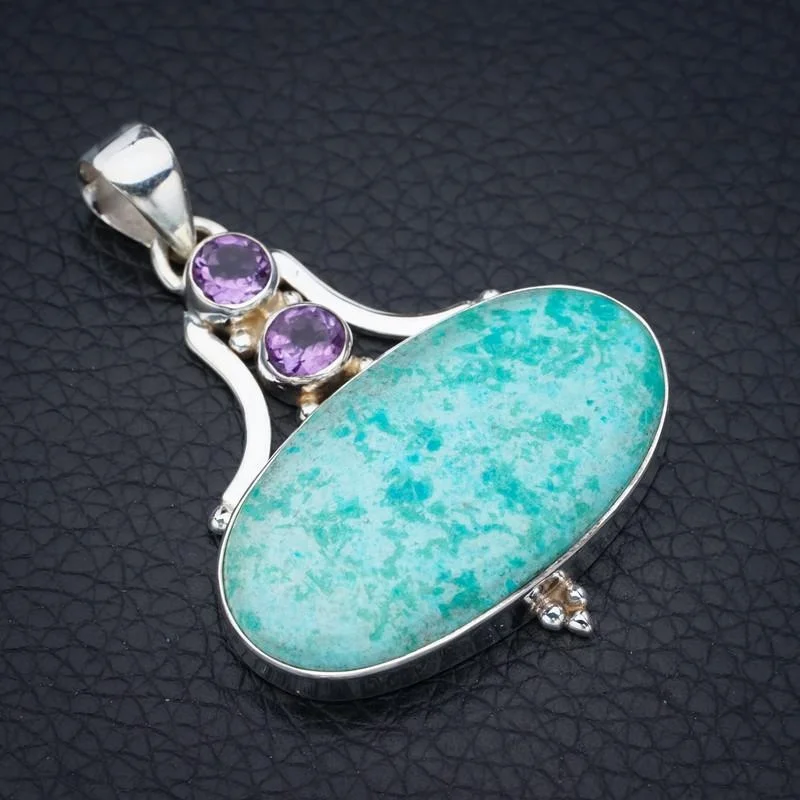

StarGems Turquoise AmethystHandmade 925 Sterling Silver Pendant 2" F4613