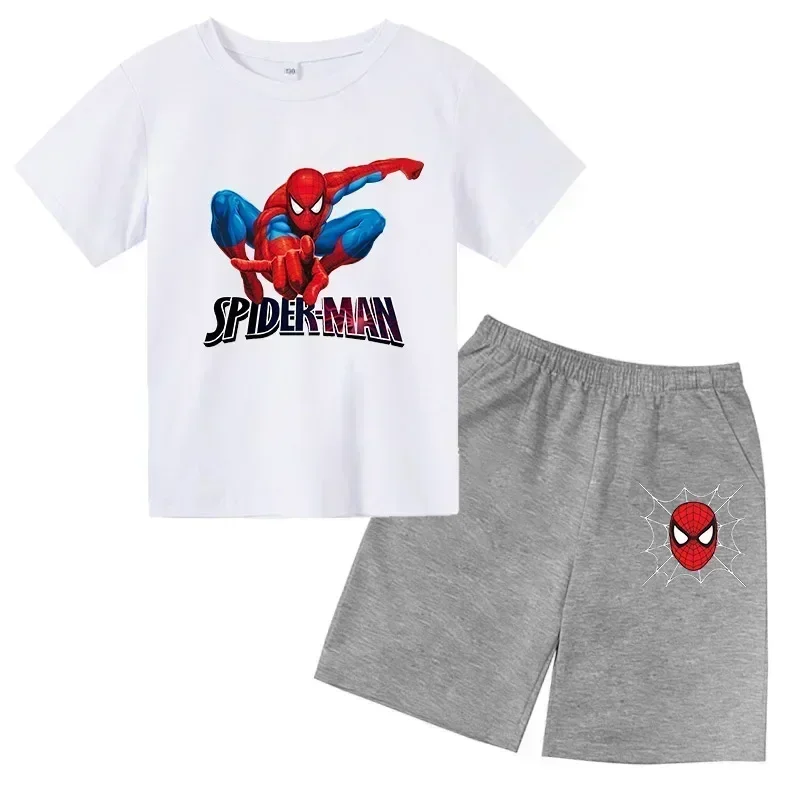 thumbnail image 1 of Conjunto de 2 piezas de camiseta y pantalones cortos deportivos para niños de Marvel Spider-Man, conjunto de verano para bebés de 3 a 12 años, ropa de marca de dibujos animados para niños, 1 of 5