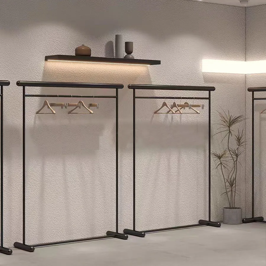 

Luxury Cloth Racks Black Floor Free Standing Men Clothing Storage Display Clothes Hanger Brackets Cabideiro Indoor Furniture
