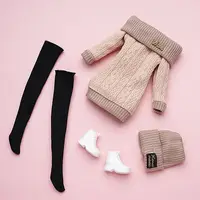 1 ensemble 1/6 poupée vêtements décontractés chaussures chapeaux vêtements d'hiver pulls pantalons fille poupée portant un ensemble pour 29 ~ 32 cm poupée vêtements accessoires 2