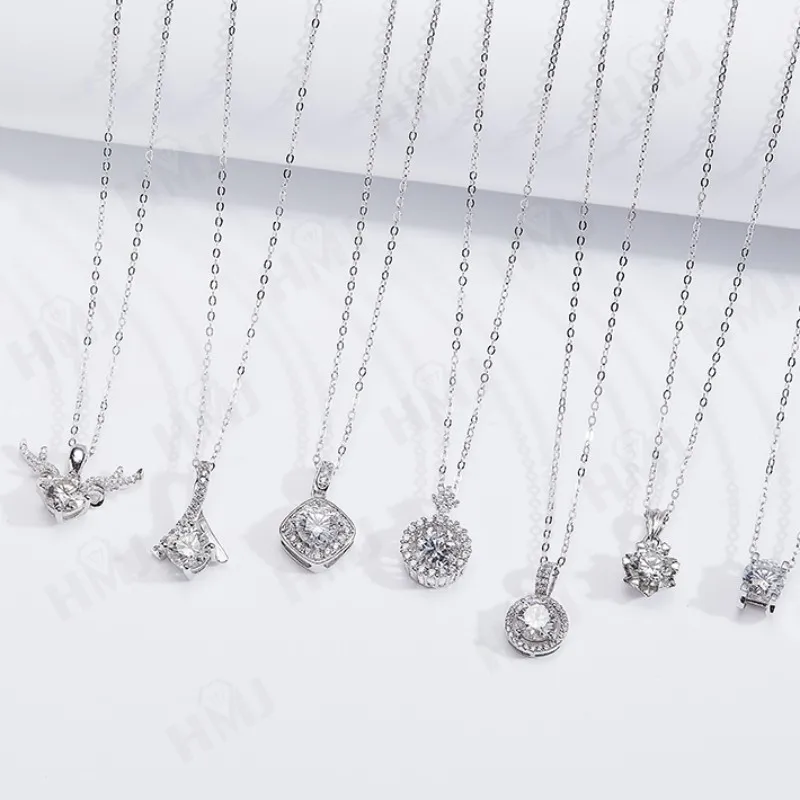 Moissanit-Halsketten, 925er Sterlingsilber, D-Farbe, runde Form, Krappenfassung, Geschenk zum Jahrestag, Erntedankfest, Hochzeit, elegant – Detail 5
