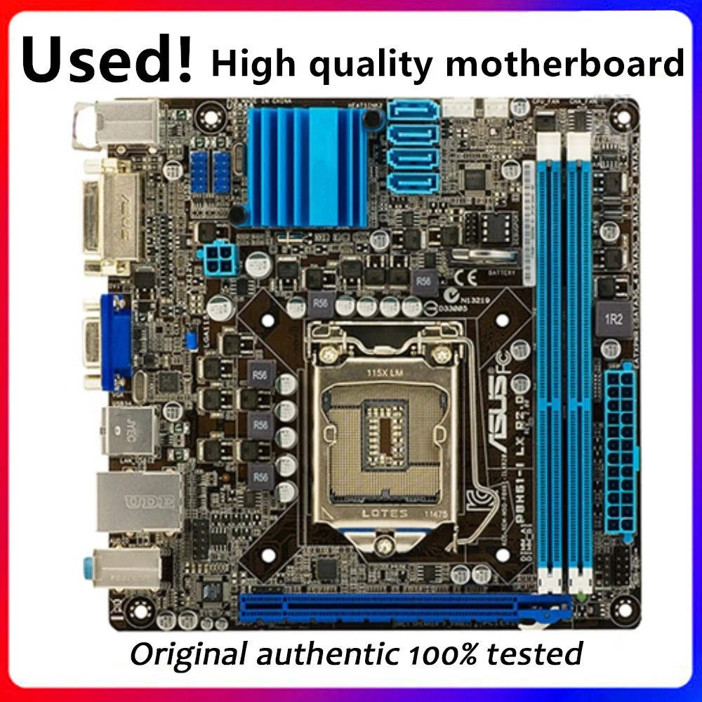 

Материнская плата для ASUS P8H61-I LX R2.0, материнская плата LGA 1155 DDR3 для Intel H61 P8H61, материнская плата для настольного компьютера SATA II PCI-E X16, б/у