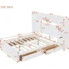 Queen Storage Bed with Bookcase Headboard, with 4 Storage Drawers, Solid Wood Queen Bed Frame with Cabinet and Shelf(White) 3