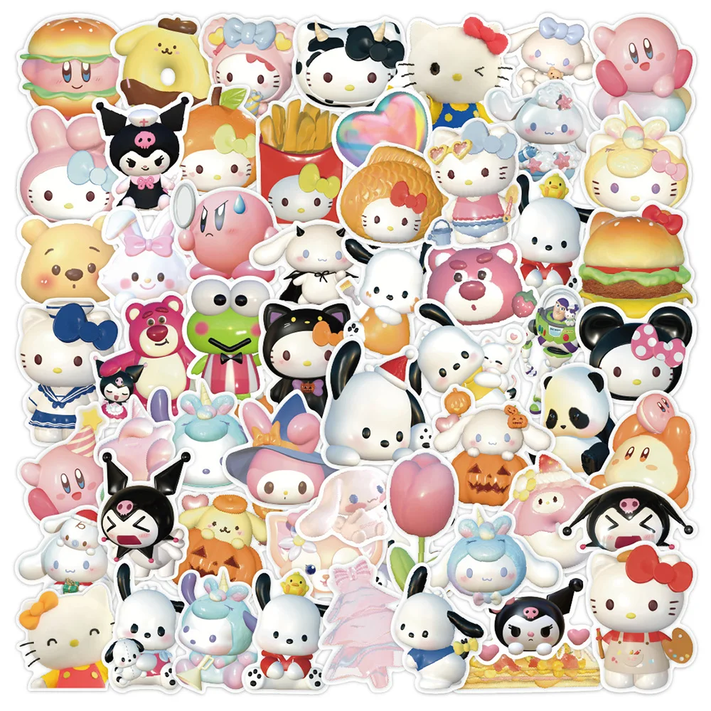 

10/30/60pcs Cute Cinnamoroll Anime Stickers Sanrio My Melody Sticker for Laptop Skateboard Notebook Luggage Car Bike Decal Toys
