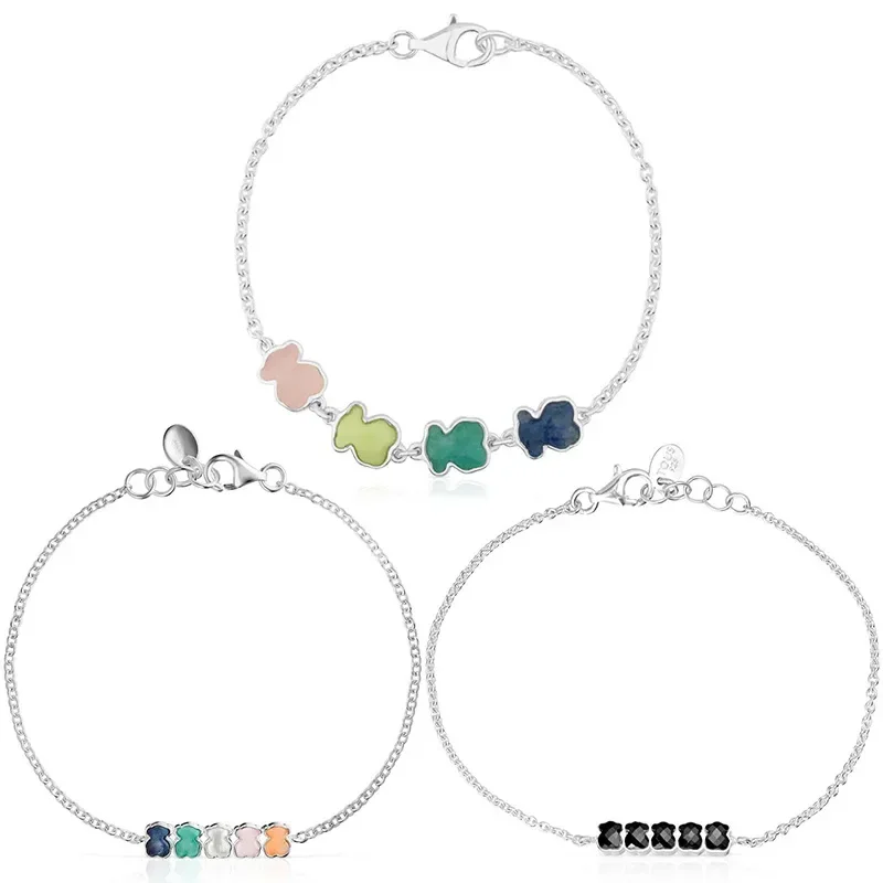 

New S925 Sterling Silver Bracelet with A Female Niche Design, High-end and Cute Little Bear Collarbone Chain Bracelet Jewelry