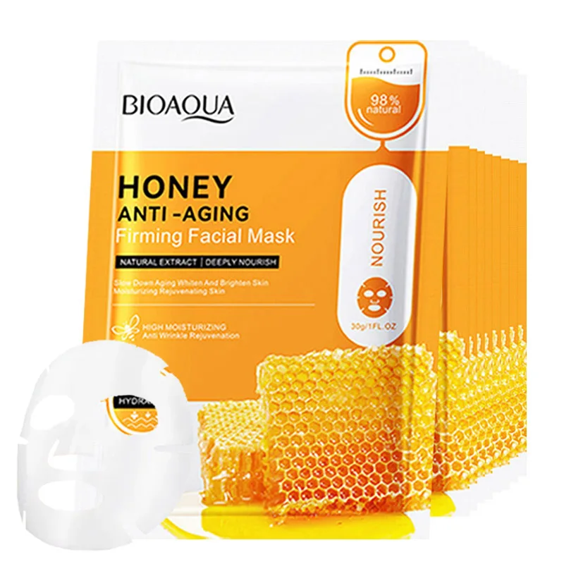 

10pcs BIOAQUA Honey Anti-Aging Firming Face Mask Repairing Facial Masks Anti Wrinkle Beauty skincare Masks for Face Skin Care