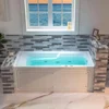 60 Inch Concave Acrylic Rectangular Whirlpool Heated Massage Bathtub, White, with Right Drainage Outlet 1