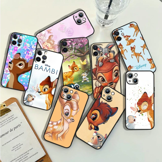 Coque de téléphone Bambi Disney Anime, coque en silicone noire
