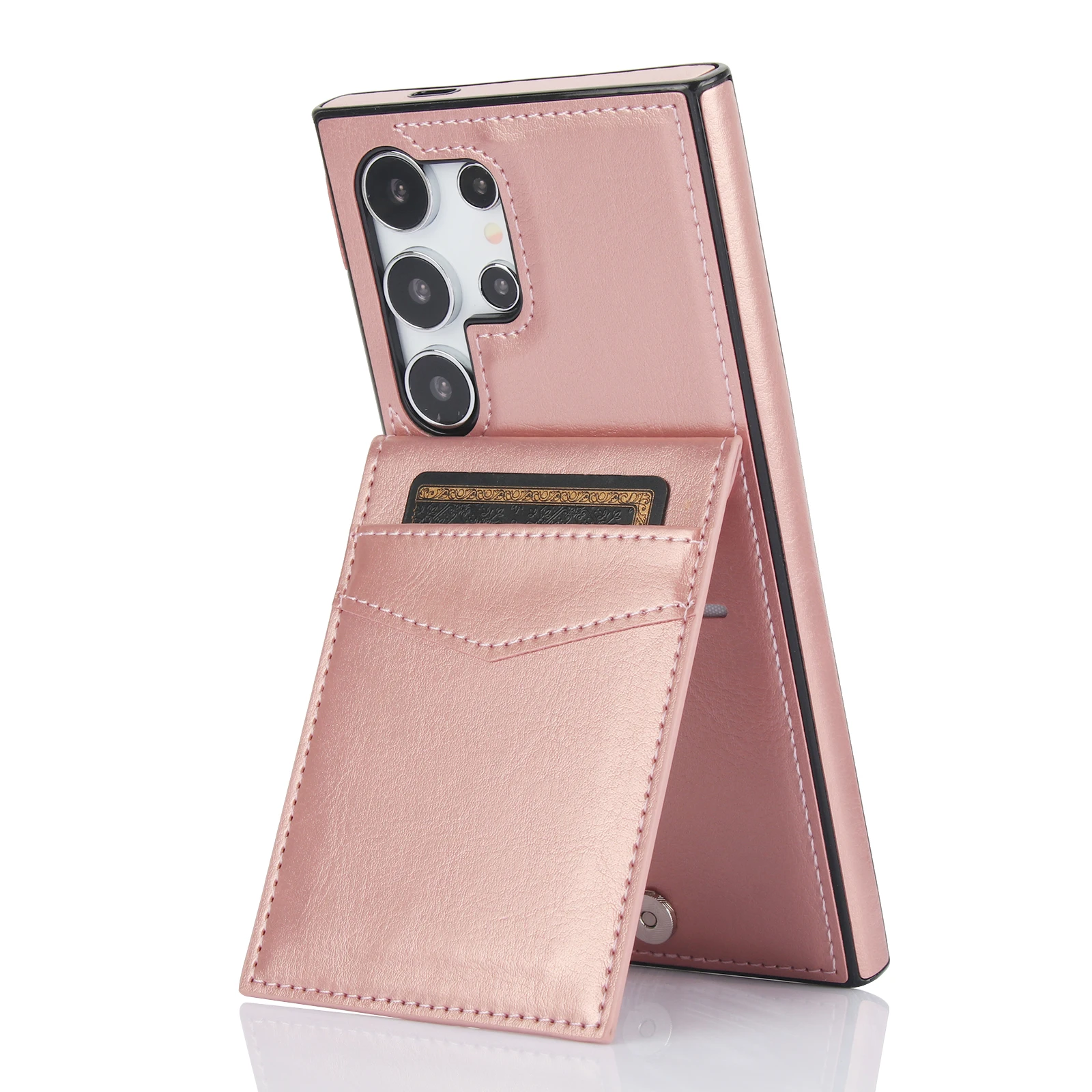 Premium Flip Leather Card Holder Wallet Case with Stand Function - Universal Fit