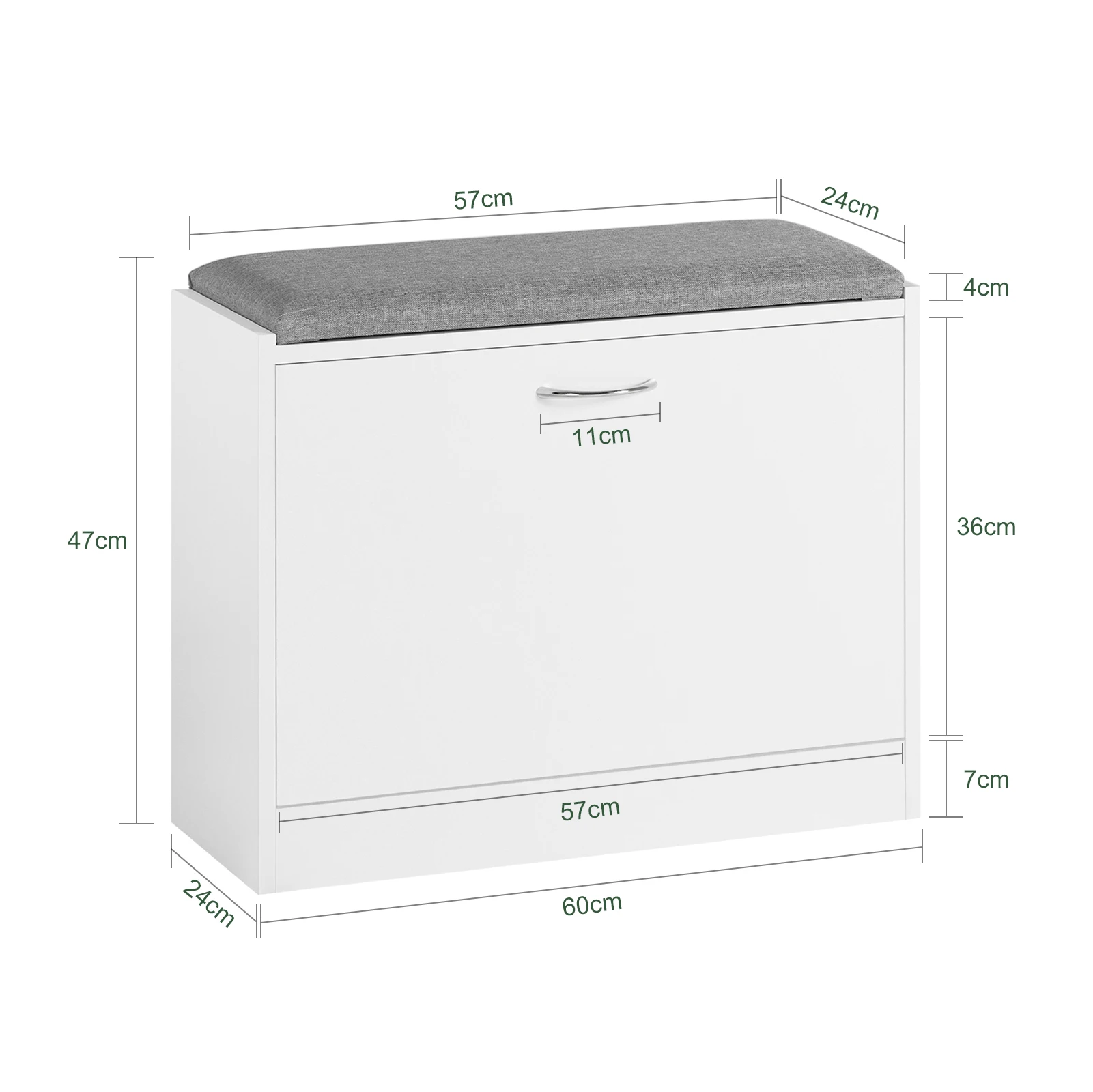 SoBuy FSR16-K-W Schuhbank mit Sitzkissen Schuhregal Schuhkipper mit 1 Klappe Sitzbank BHT ca. 60x47x24cm – Detail 1