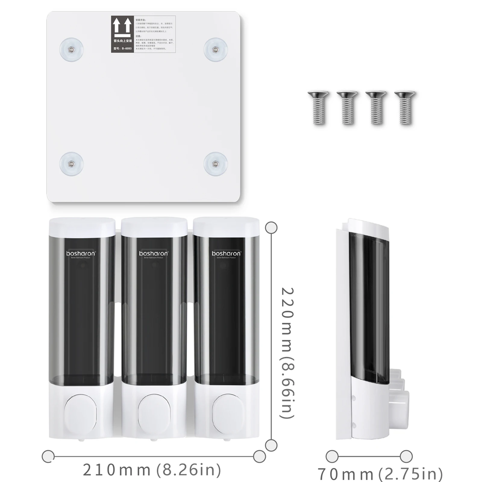 Soap dispenser shampoo dispenser soap dispenser bottle 3 in 1 shower soap dispenser 3&times;300 ml chamber shampoo and conditioner dispenser wall mounted shower pump soap dispenser