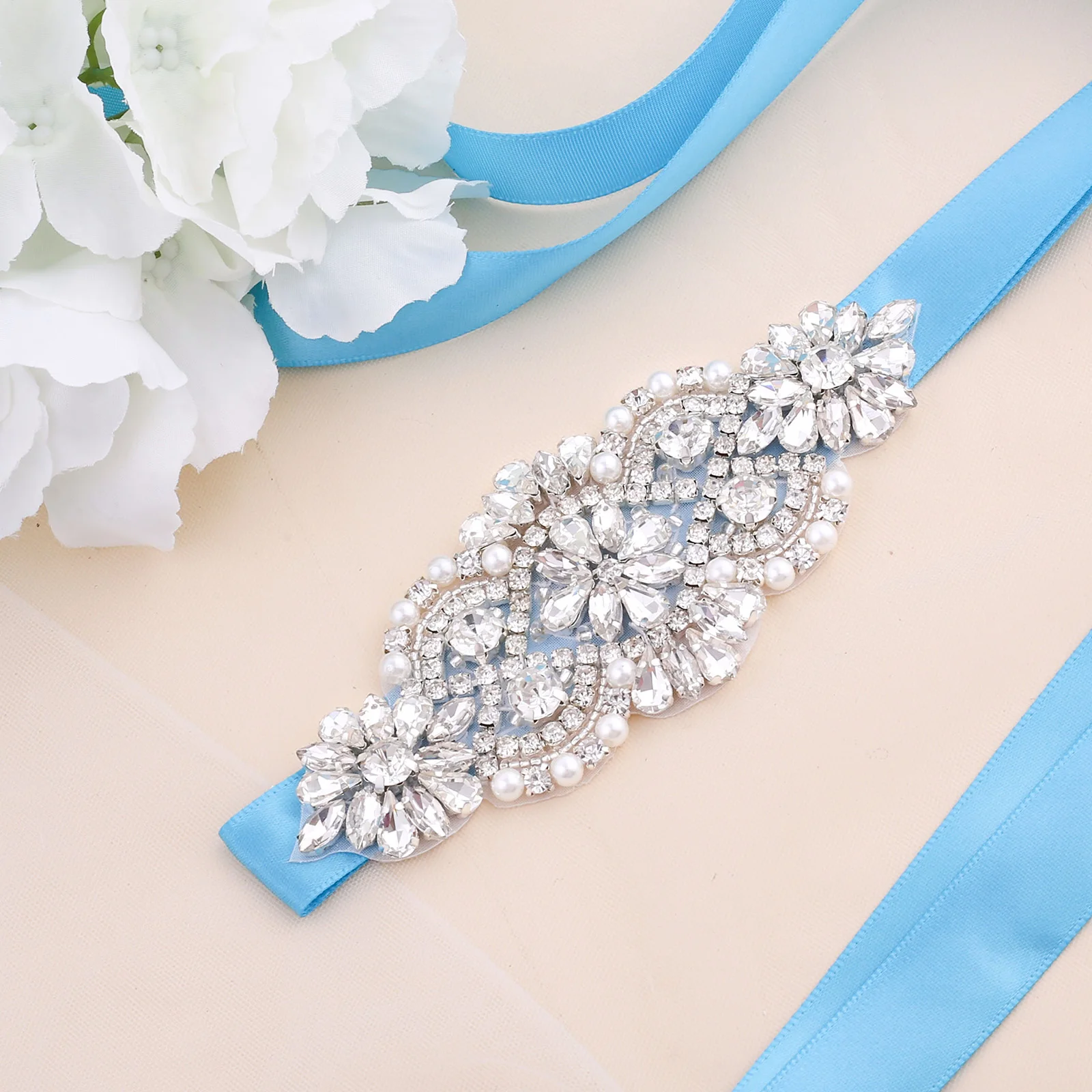 

NZUK Wedding Dress Sash Women's Belts Rhinestone Applique Bridal Decorative Belt For Wedding Accessories