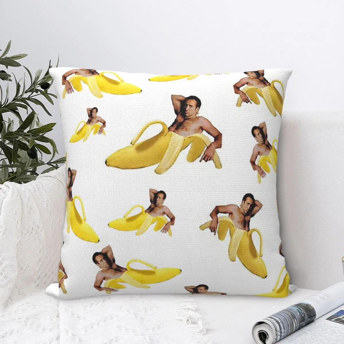 

Nicolas Cage Banana Pattern Hug Pillowcase Backpack Cojines Sofa DIY Printed Chair Coussin Covers Decorative