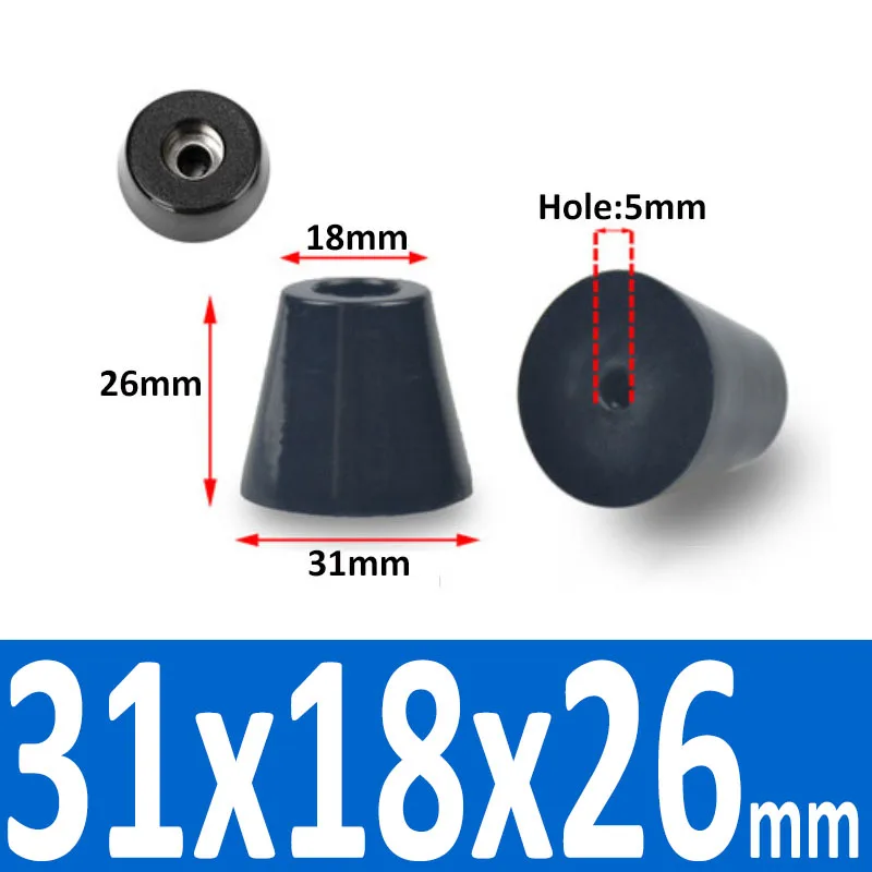 Black Synthetic Rubber Non-Slip Table Foot Pads with Gasket for Furniture and Speakers (4/8/10/20 Pcs)