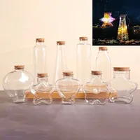 2X Iron Tower/Heart/Bear/Gourd/Cat Wishing Bottle With Cork Plastic Bottle Candy Box Transparent Empty Message Lucky Star Bottle 2
