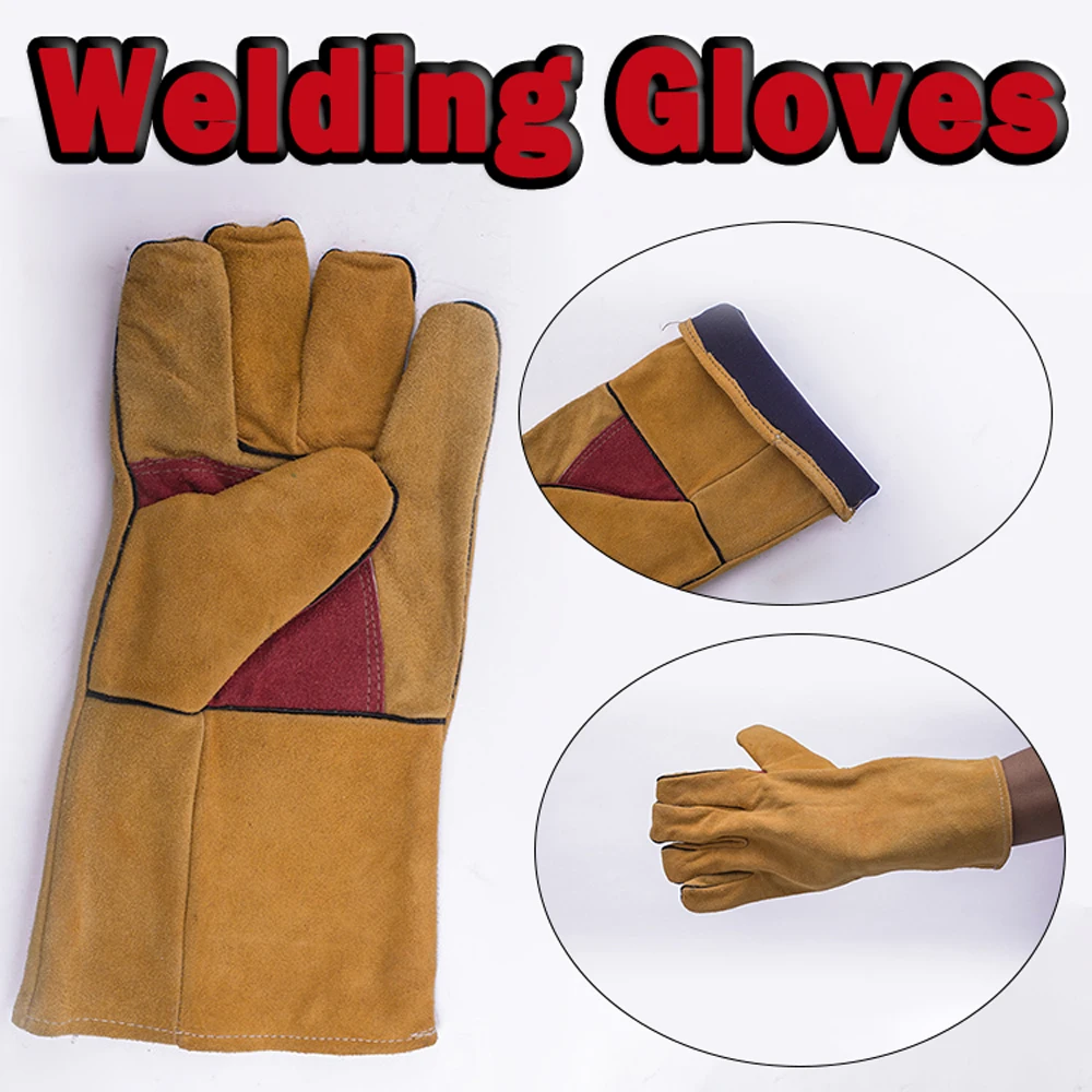 

1 Pair Anti-heat Welding Gloves Canvas 35cm Sensitive Gloves Finger Guards Welder Work Safety Gloves for Welding Metal Hand Tool