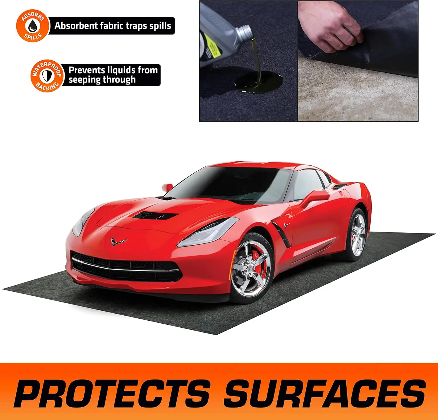 Original XL Garage Floor Mat, (22' x 8'10"), (Includes Double Sided Tape), Protects Surfaces 4