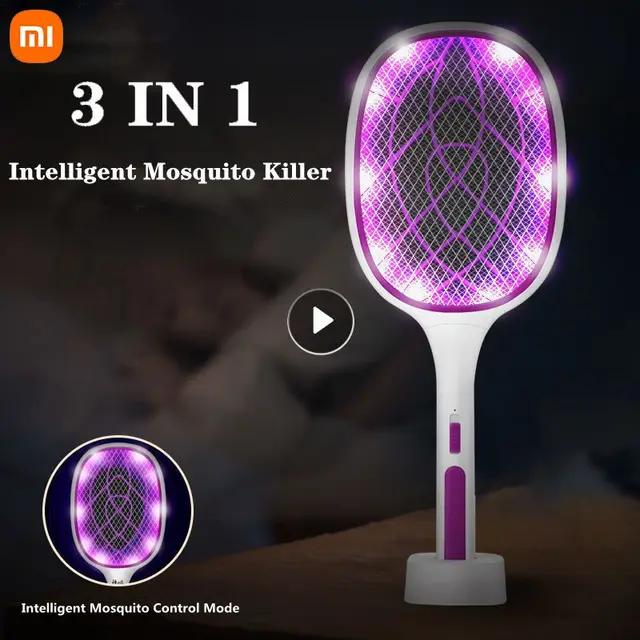 Xiaomi 3 1 -Ben Elektromos Legyek Swatter Gyilkos Uv -Lámpával Légy Zapper Ütő Újratölthető Szúnyog Csapda Anti Rovarbogár
