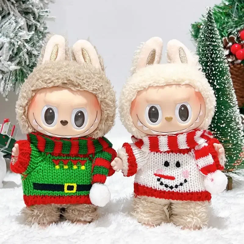 17cm Mini Doll'S Clothes Outfit Accessories For Korea Kpop Exo Labubu Idol V1 V2 Winter Christmas Sweater Scarf Set Clothing 5