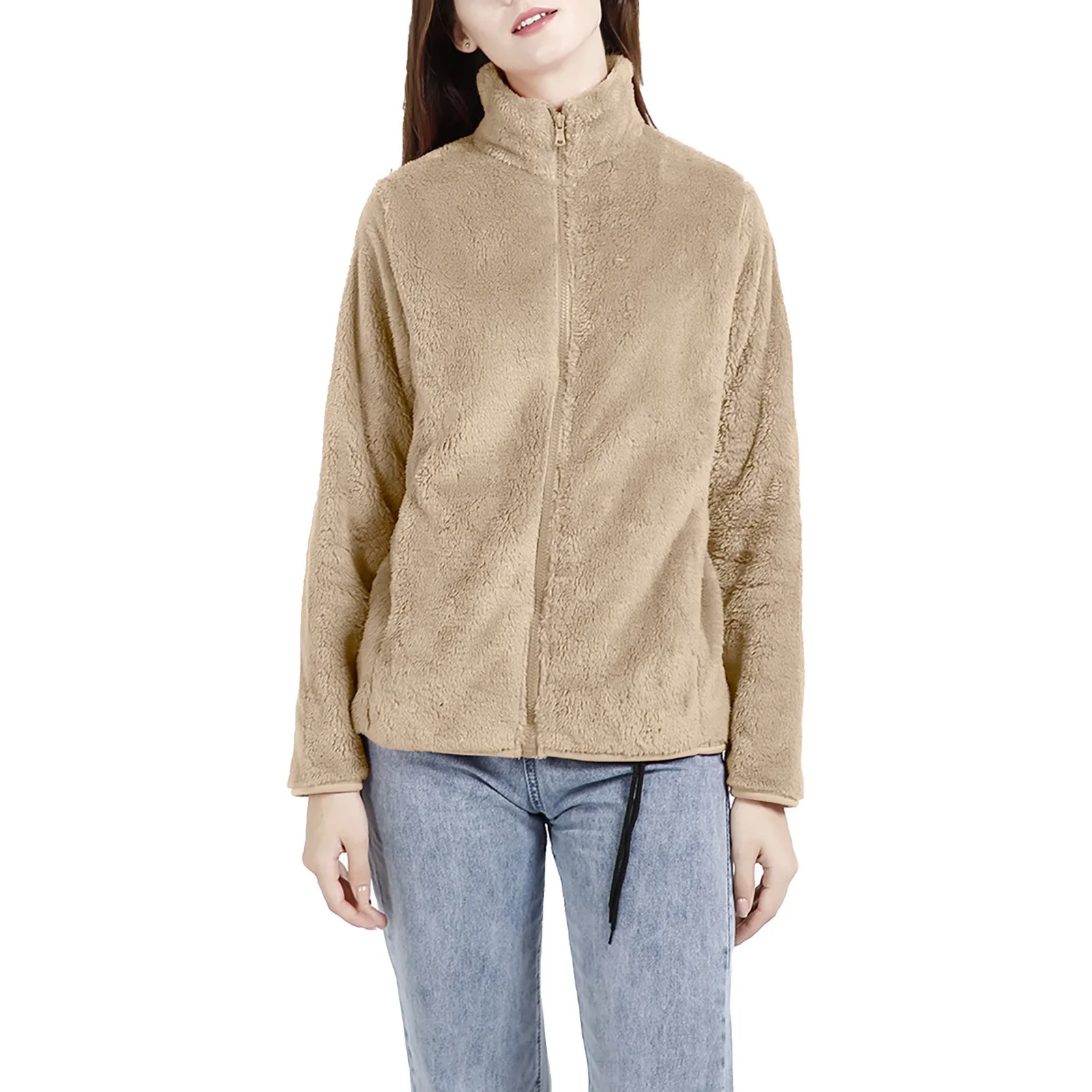 

Women's Fall And Winter Coral Fleece Jacket Shaker Fleece Double Velvet Thickened Warm Outdoor Jacket
