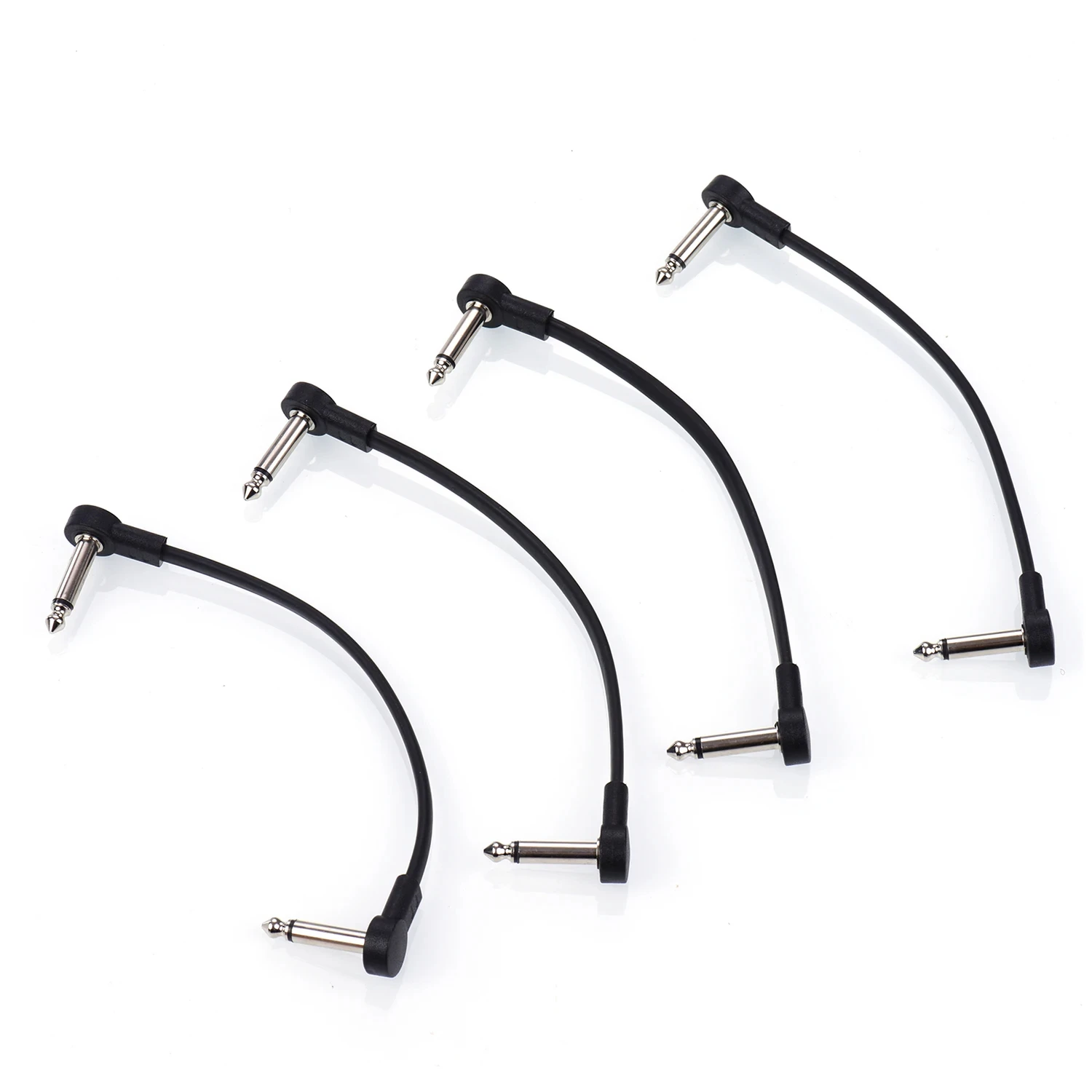4 Packs Ggiant AC-8 Guitar Effect Pedal Flat Patch Cables 6 Inch Length 1/4 Inch Right Angle Connectors Patch Cable Kit