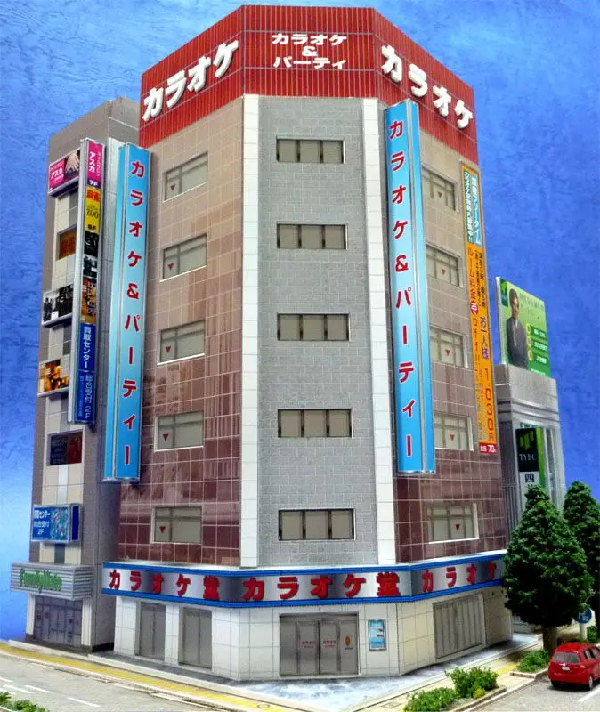 1:150 scale scene N-Scale Japanese Building Diorama 3D Paper Model DIY Handmade Ornaments 3 commercial buildings