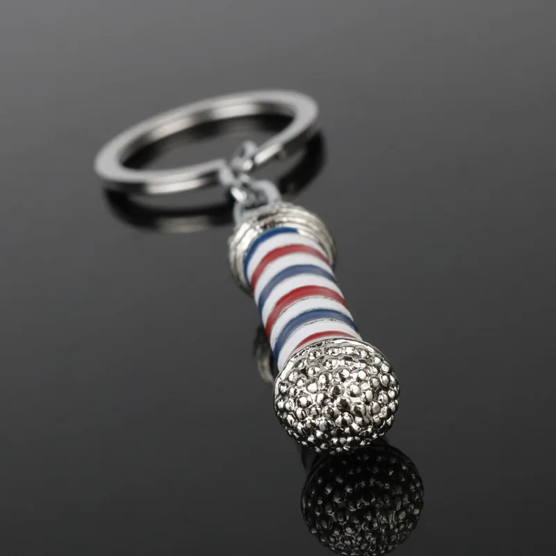 Japanese and Korean Fashion Car Keychain Drip Oil Barber Shop Turn Light Sign Alloy Keychain Pendant Girl and Boy