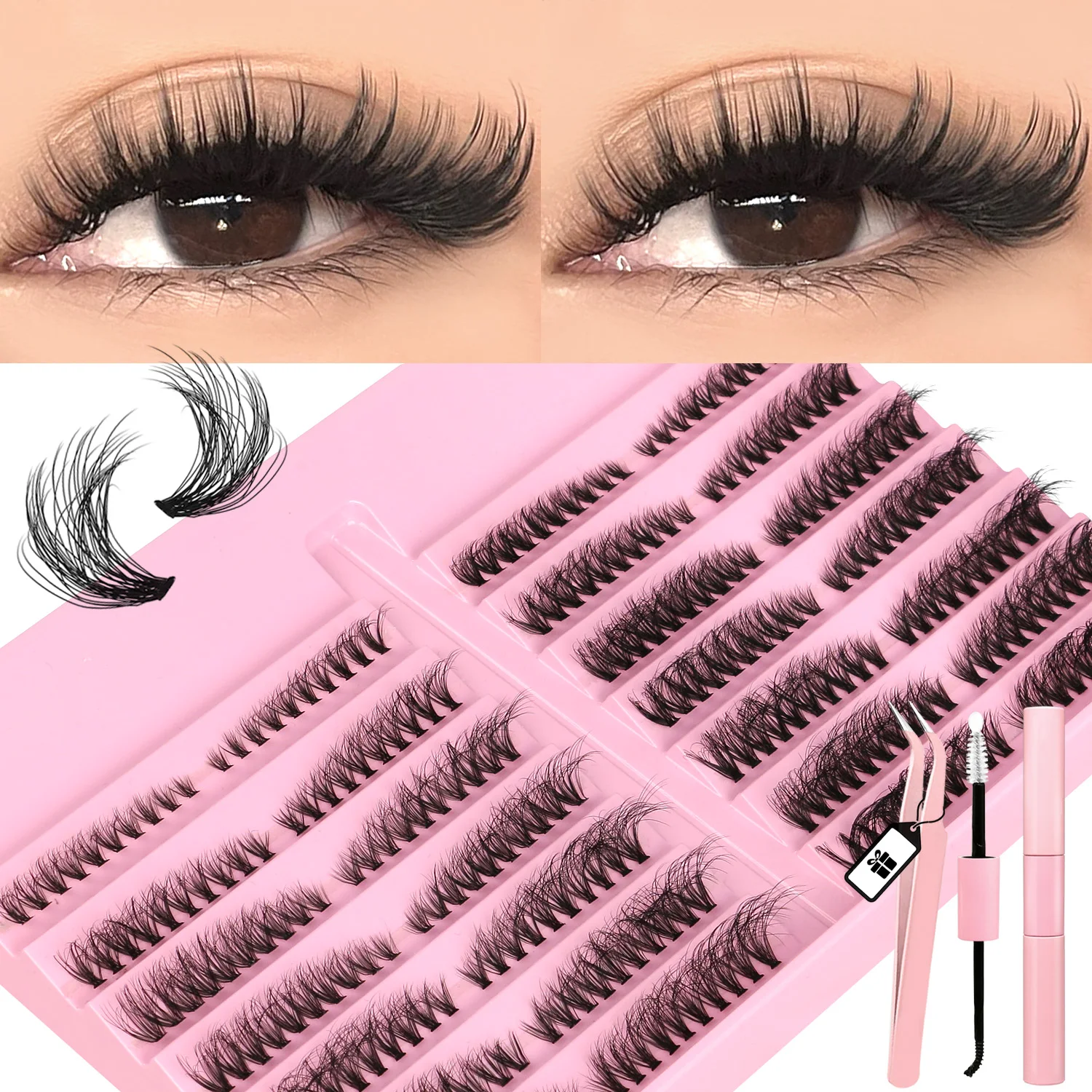 Eyelashes Kit Individual Lashes DIY Lash Clusters Set Mixed Length Lashes Lash Bond Seal Makeup Extension fake eyelashes lash extension kit eyelash set