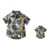 Seaside Holiday Dad-son Matching Summer Shirt Beach Style Short-sleeved Flower Shirt Family Matching Shirts Dad and Son Shirts 4