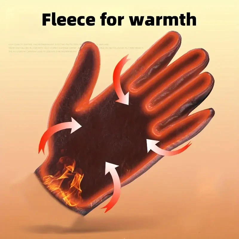 Fashion Touch Screen Faux Leather Gloves Winter Fashion Warm Windproof Sports Cycling Riding Gloves Perfect Men Gifts 6