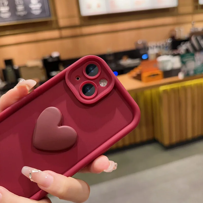 3D Love Heart Pearls Hand Strap Back Cover