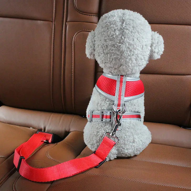 Dog Seat Belt Safety Protector Travel Accessories Leash Collar Breakaway Solid Car Harness For Pets
