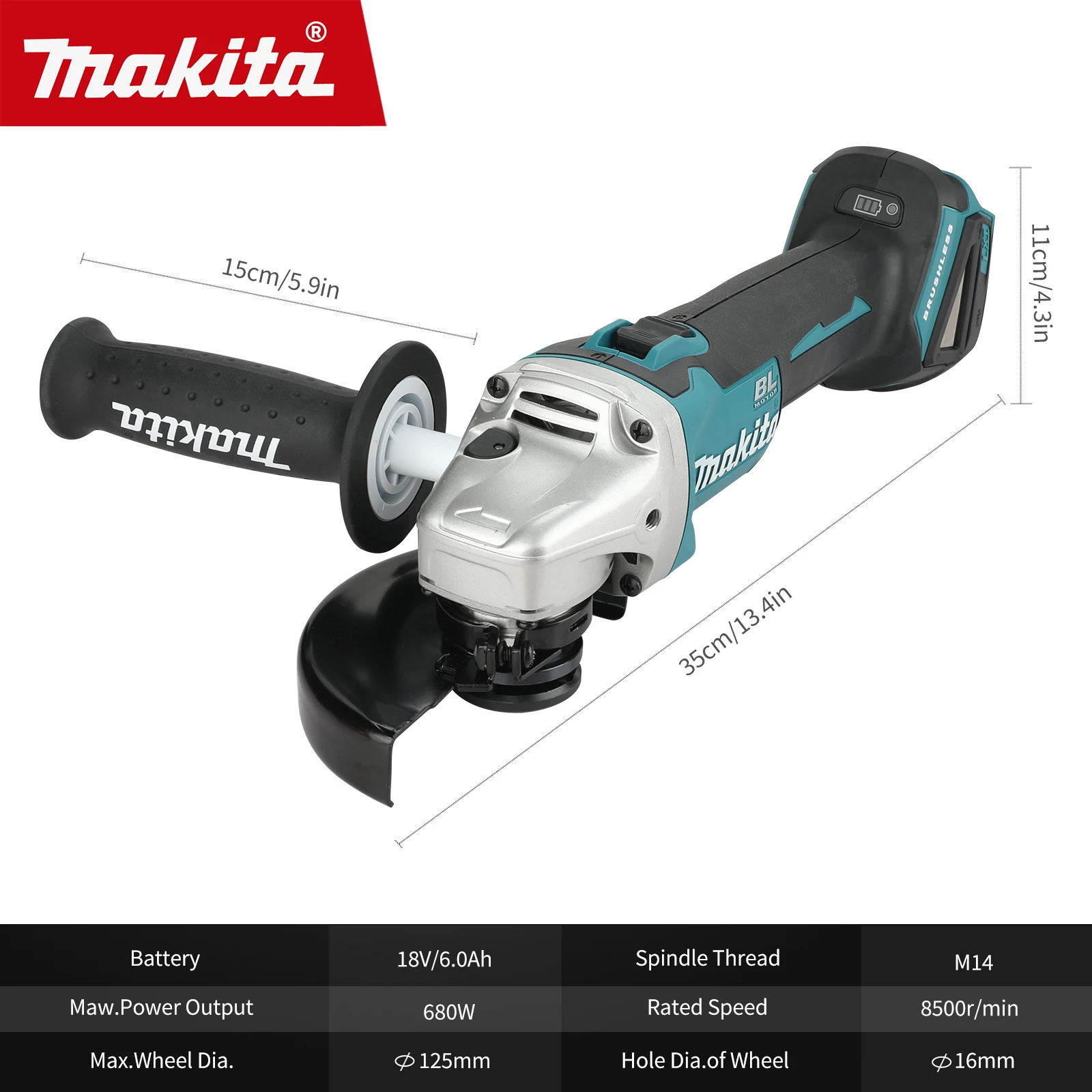 Makita DGA504 18v Makita power tools Grinder Tool Wireless Power Tools Electric Grinder Angle Brushless Sander Angle