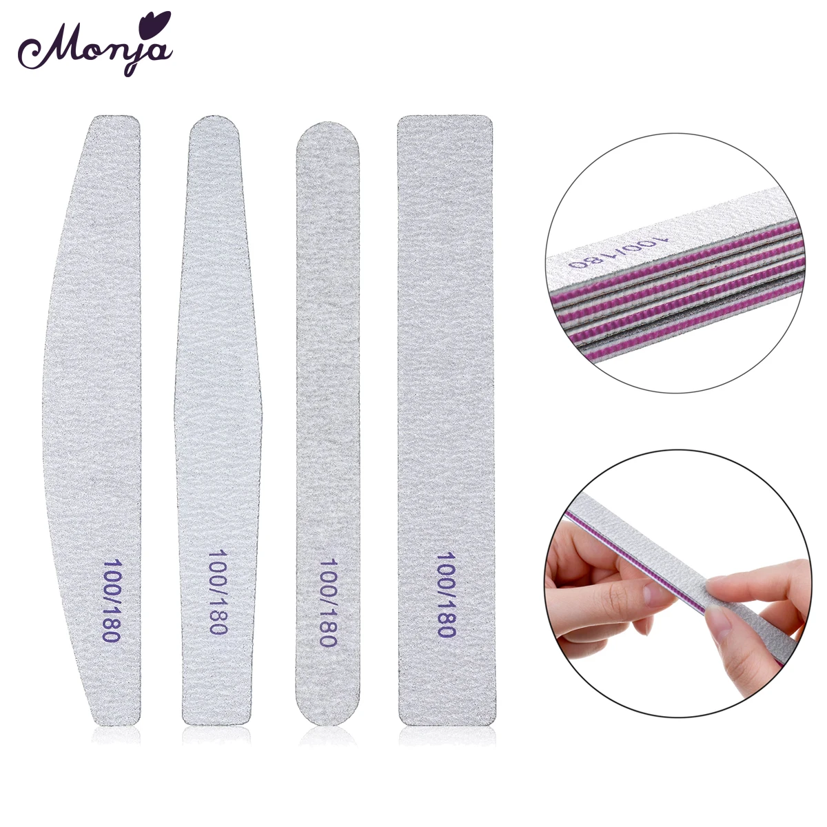 Monja 100/180 Grit Nail File Polishing Sanding Shaping Buffer Block