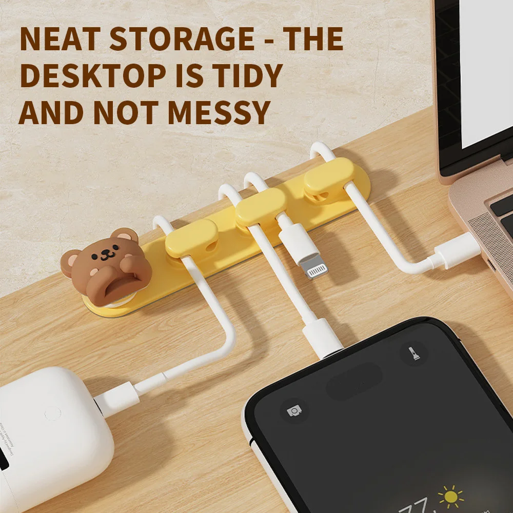 WORTHBUY Desktop Cute Cable Organizers Holder Clips Desk Tidy Organiser Self Adhesive Cable Management Office Wire Cord Holder 3