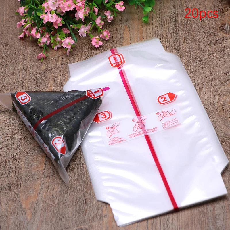 Description Picture 2 of item20Pcs Double Layers Triangle Rice Ball Packing Bag Seaweed Onigiri Sushi Bag Sushi Making Packaging Bag Tools Accessories
