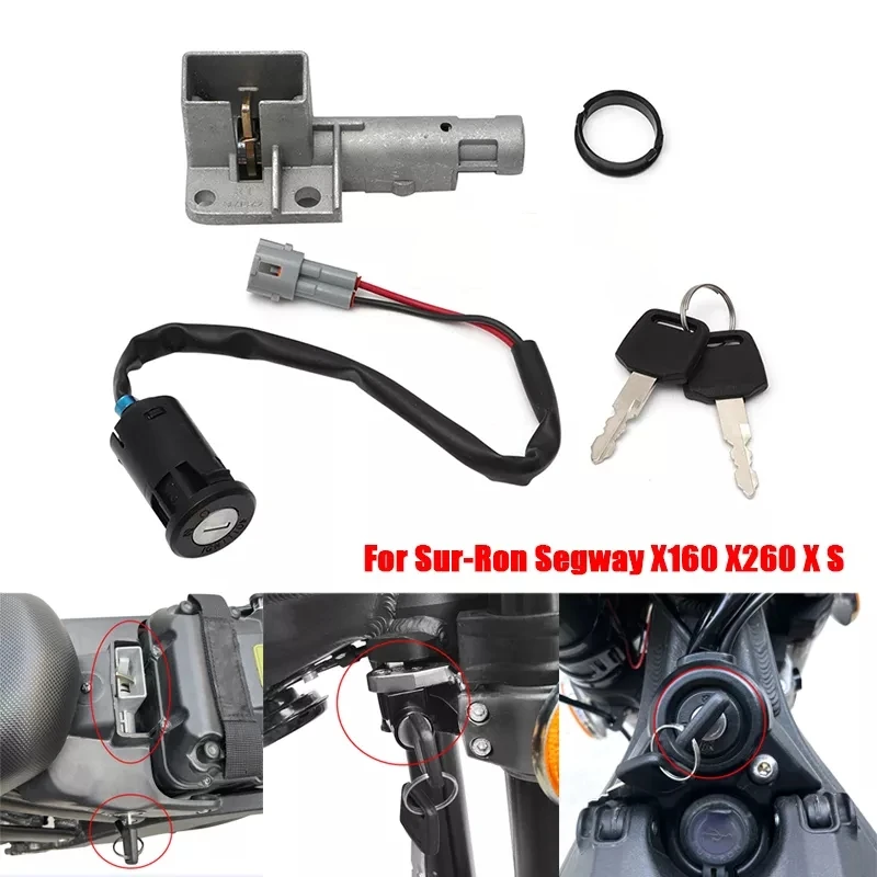 Plug and Play Ignition Switch Seat Lock Key with Aluminum Alloy Helmet Lock for Sur Ron Light bee X160 X260 S X New Motorcycle