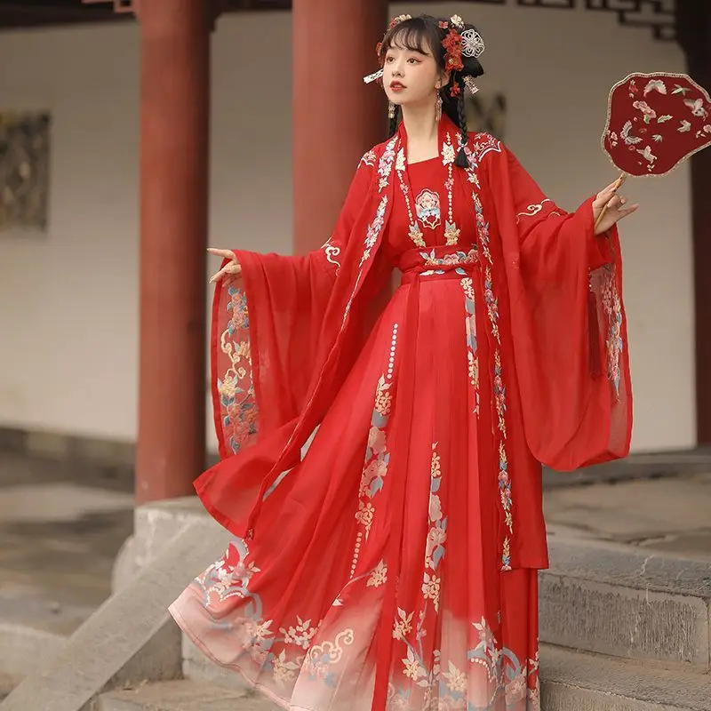 

Yourqipao Chinese Traditional Hanfu Red Costume Woman Ancient Dress Oriental Princess Dress Elegance Tang Dynasty Dance Wear