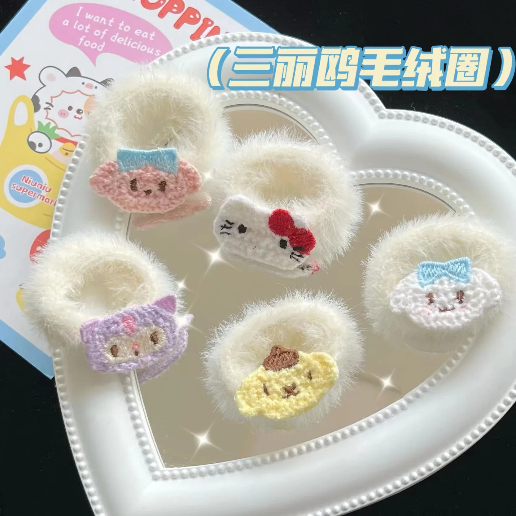 

Кавайная мимелоди Hellokitty Cinnamoroll Sanrio, милые искусственные японские Мультяшные новые детские маленькие резинки для волос, головные уборы